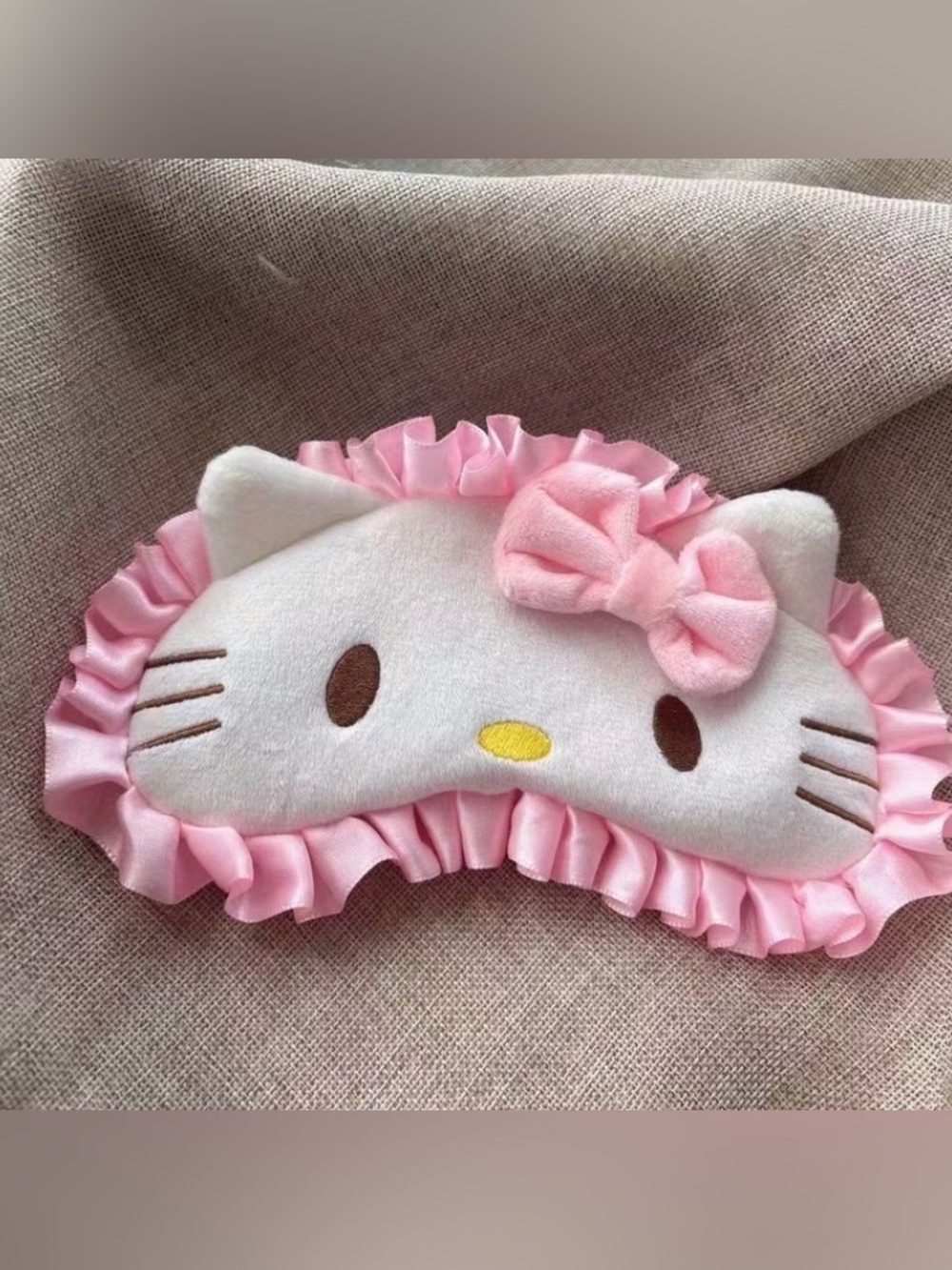 Hello Kitty Pink and White Ruffled Plush Sleep Mask